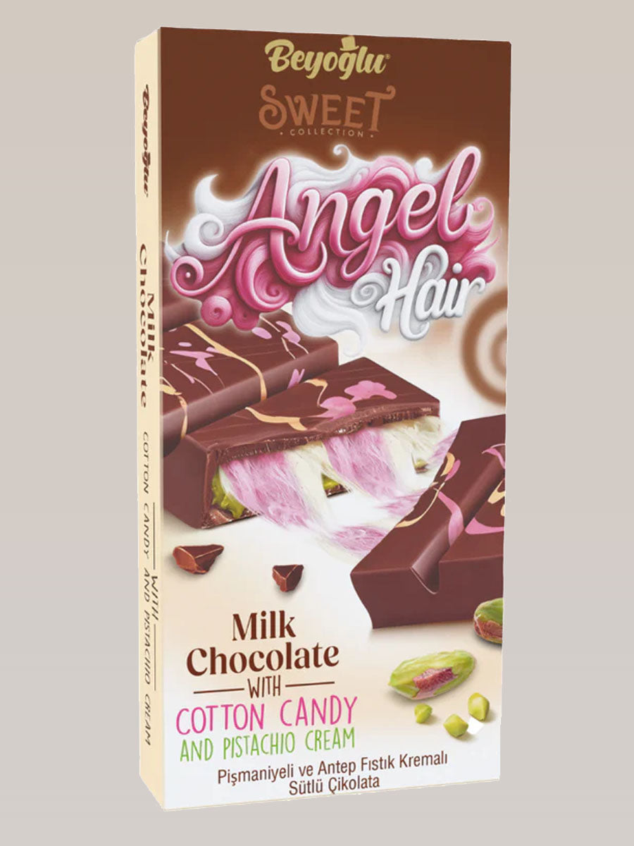 Angel Hair Milk Chocolate with Fairy Floss and Pistachio Cream