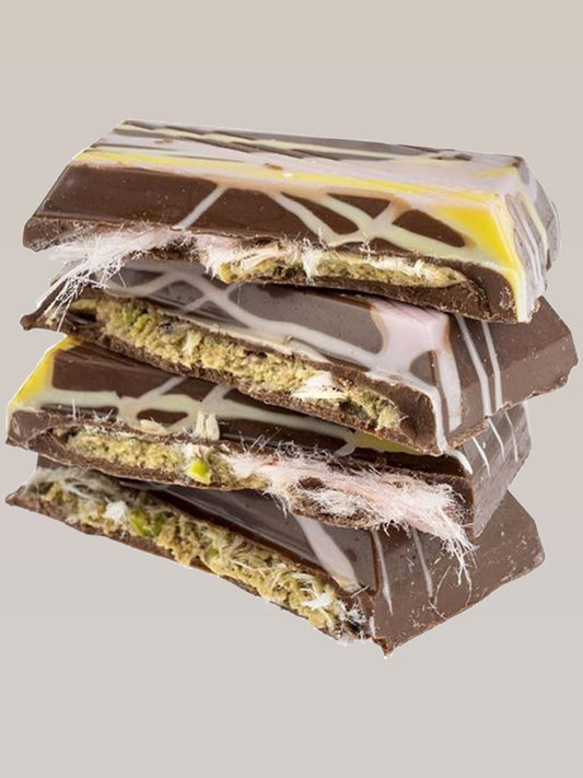 Angel Hair Milk Chocolate with Fairy Floss and Pistachio Cream