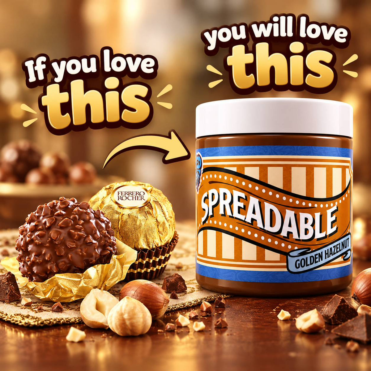Golden Hazelnut Chocolate Spread | Ferrero Rocher Inspired