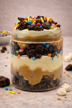 Birthday Cake Loaded Peanut Butter Jar | Brownie & Frosting