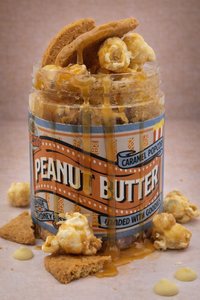 Caramel Popcorn Loaded Peanut Butter Jar | Sweet & Crunchy